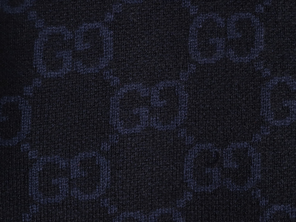 Gucci Tonal Allover-Pattern Short-Sleeve Knit Polo Shirt - Navy