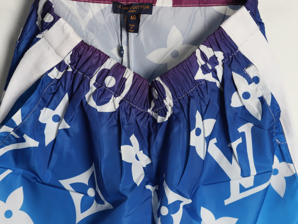 Louis Vuitton Monogram-Style Gradient Side-Tape Shorts - Blue