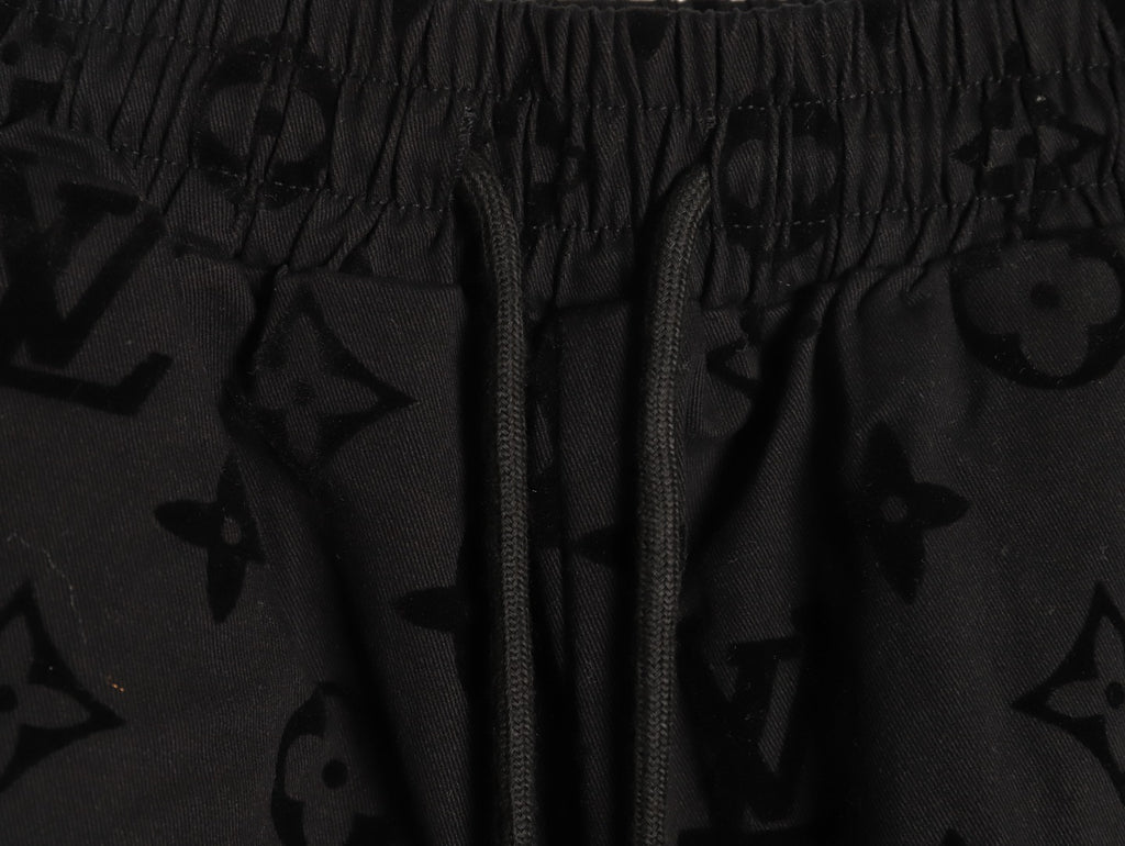 Louis Vuitton Tonal Monogram-Style Drawstring Shorts - Black