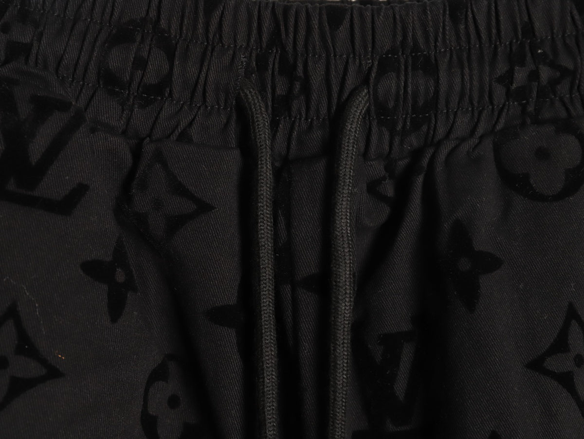 Louis Vuitton Tonal Monogram-Style Drawstring Shorts - Black