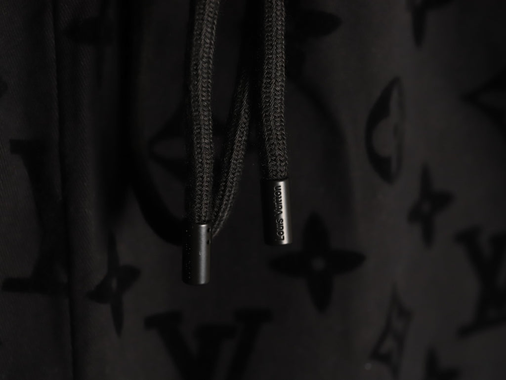 Louis Vuitton Tonal Monogram-Style Drawstring Shorts - Black