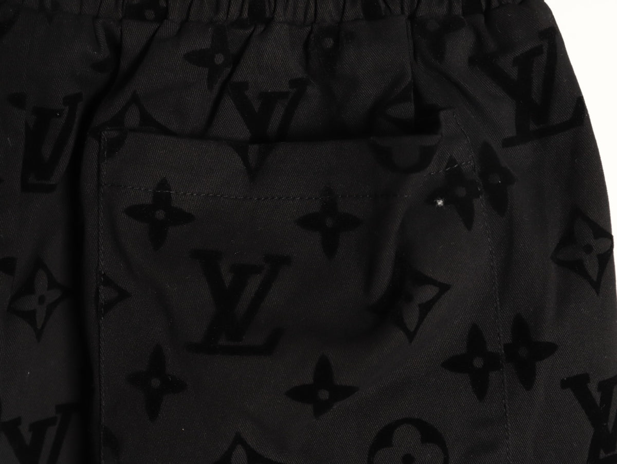 Louis Vuitton Tonal Monogram-Style Drawstring Shorts - Black