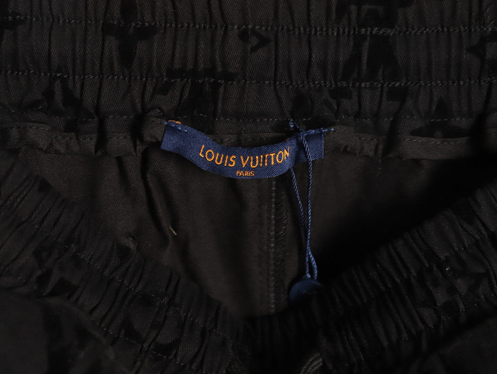 Louis Vuitton Tonal Monogram-Style Drawstring Shorts - Black
