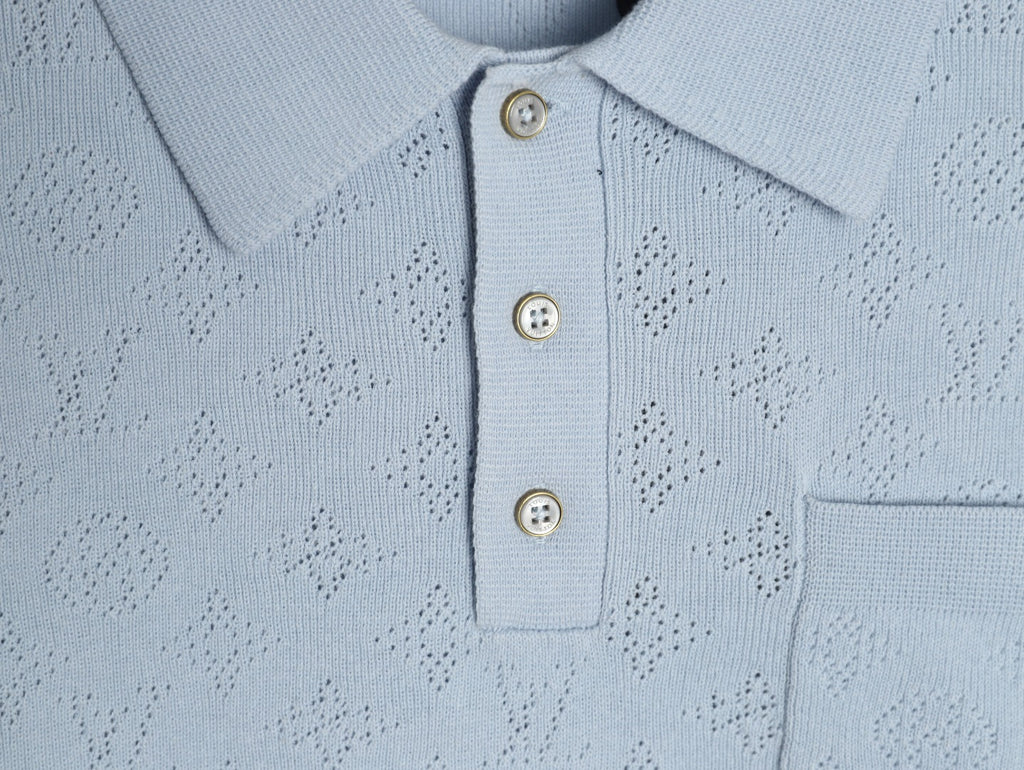 Louis Vuitton Chest-Pocket Detail Short-Sleeve Polo Shirt - Light Blue