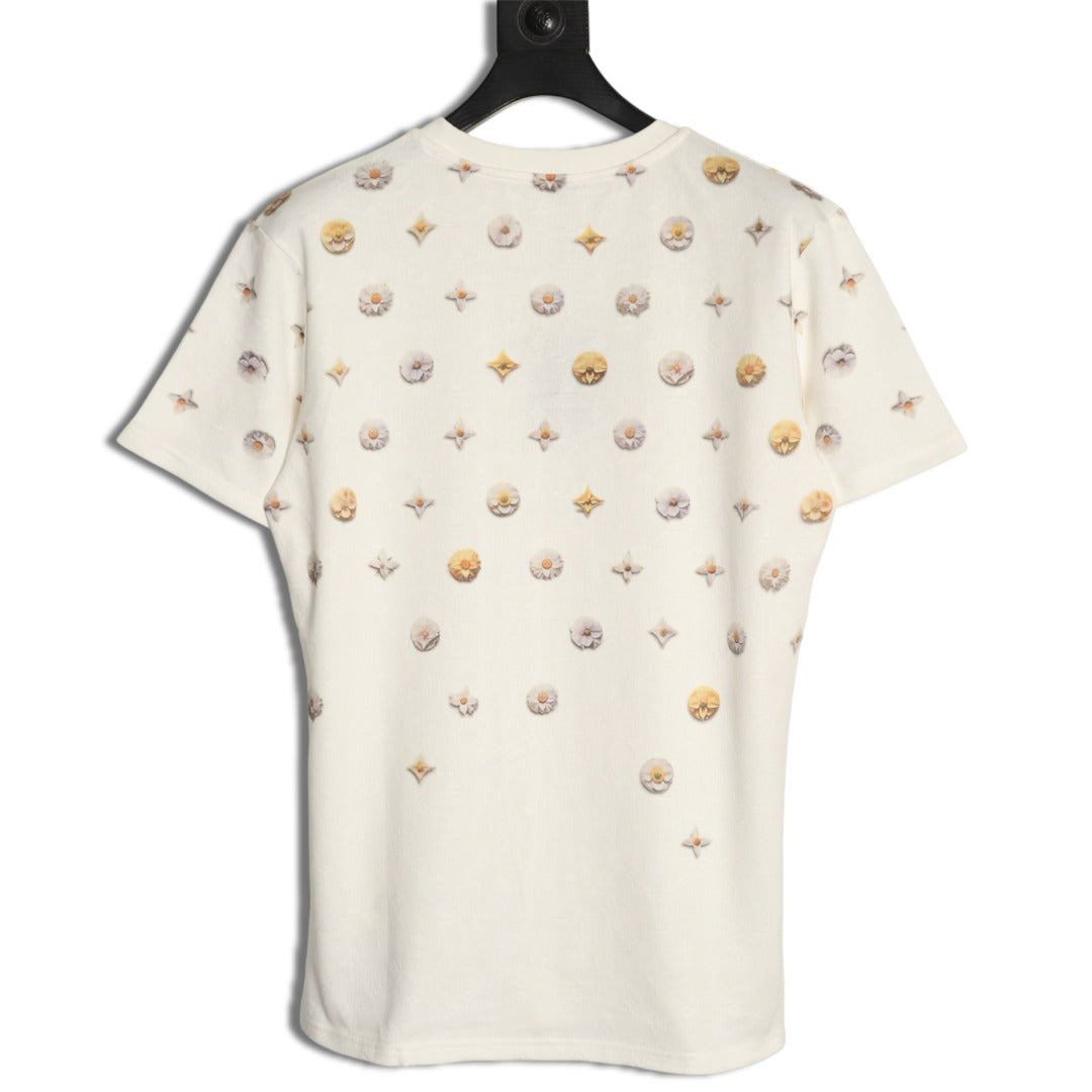 Louis Vuitton Daisy-Style Motif Short-Sleeve T-Shirt - Cream