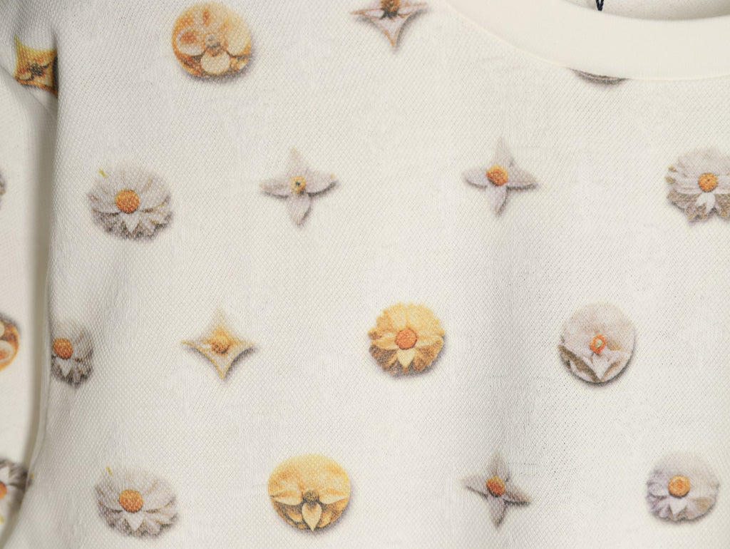 Louis Vuitton Daisy-Style Motif Short-Sleeve T-Shirt - Cream