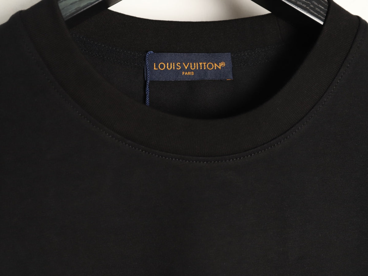 Louis Vuitton Paris Lettering and Daisy-Style Motif T-Shirt - Black