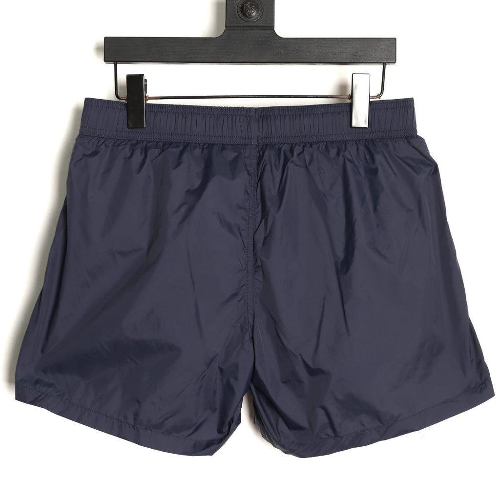 Moncler White-Emblem Drawstring Shorts - Dark Navy