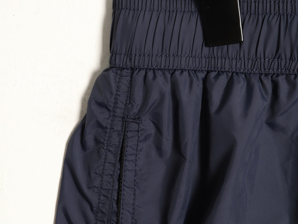 Moncler White-Emblem Drawstring Shorts - Dark Navy