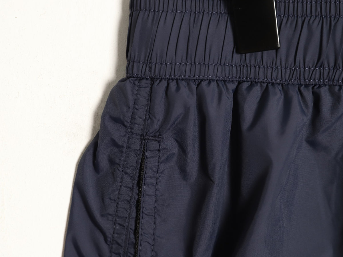 Moncler White-Emblem Drawstring Shorts - Dark Navy