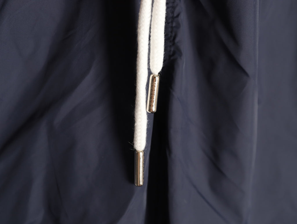 Moncler White-Emblem Drawstring Shorts - Dark Navy