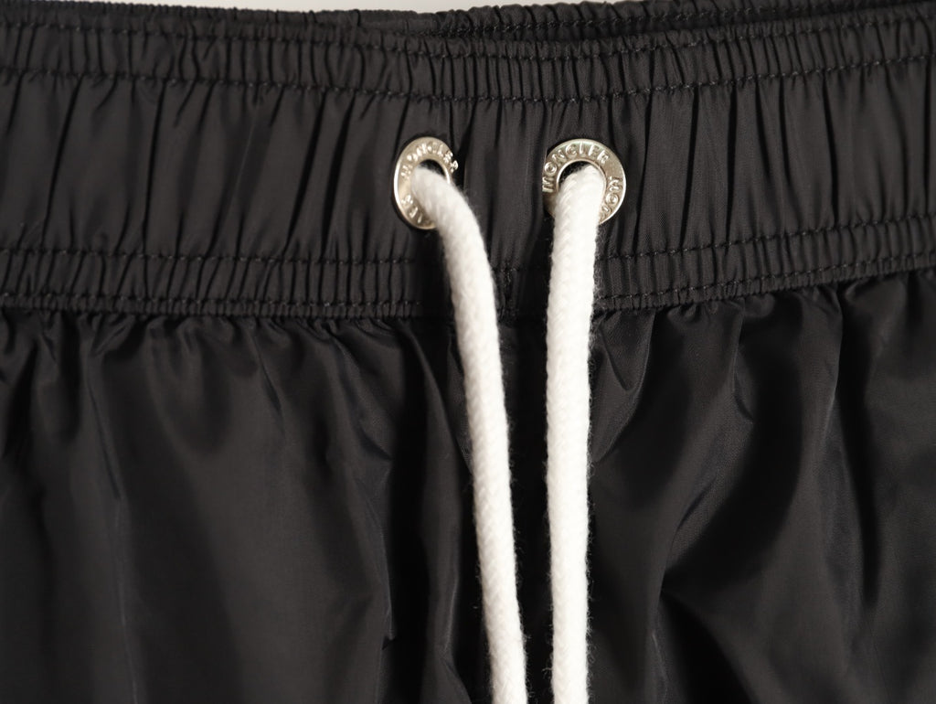 Moncler White-Emblem Drawstring Shorts - Black