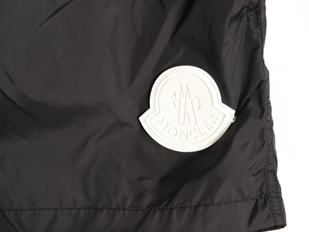 Moncler White-Emblem Drawstring Shorts - Black