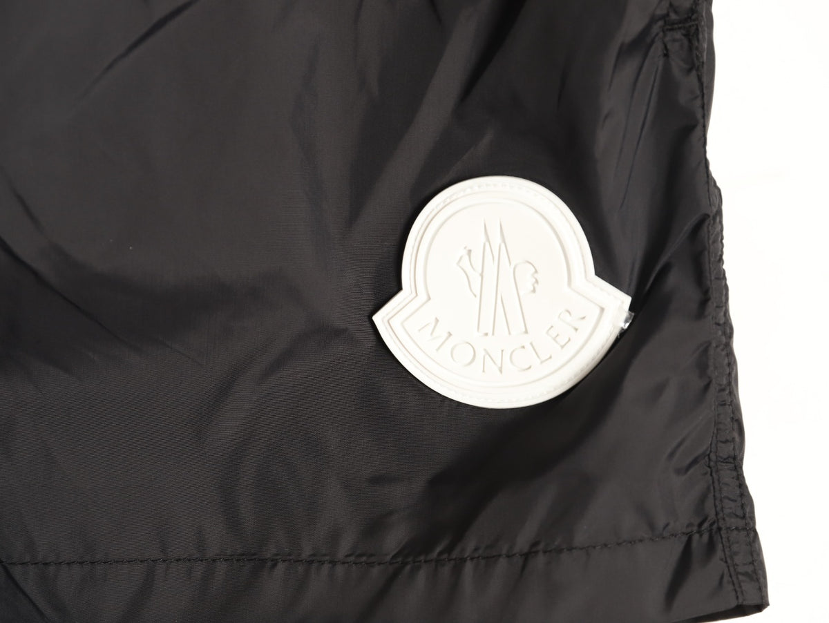 Moncler White-Emblem Drawstring Shorts - Black