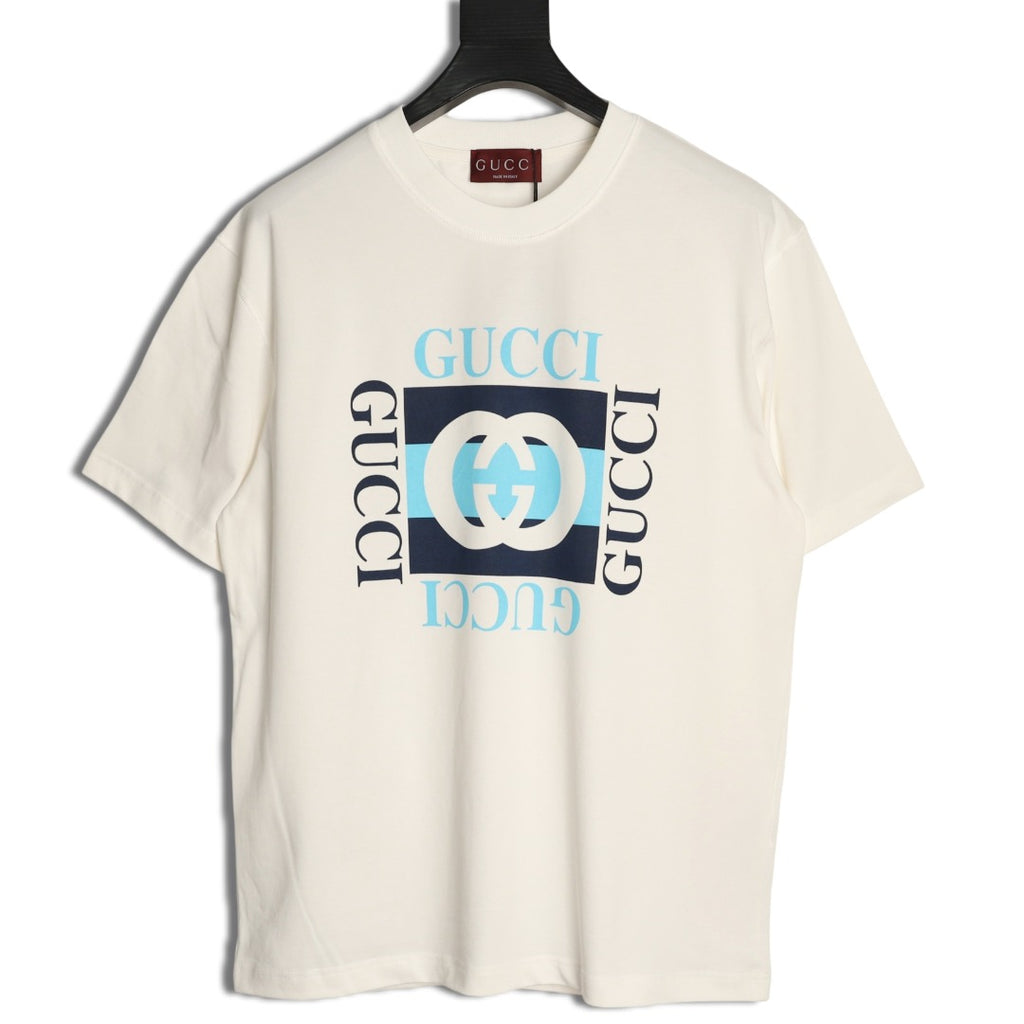 Gucci Interlocking-G and Lettering Graphic T-Shirt - Cream