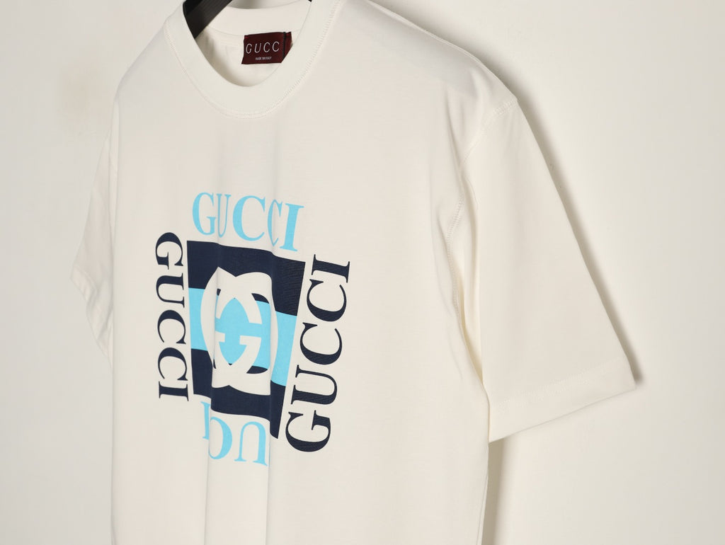 Gucci Interlocking-G and Lettering Graphic T-Shirt - Cream
