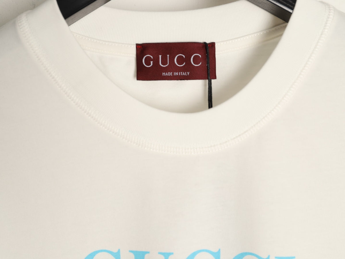 Gucci Interlocking-G and Lettering Graphic T-Shirt - Cream
