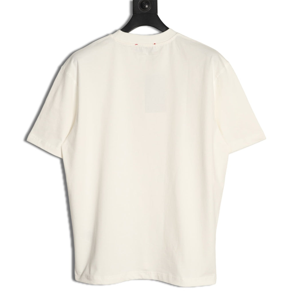 Gucci Interlocking-G Square Lettering T-Shirt - Cream with Red and Green