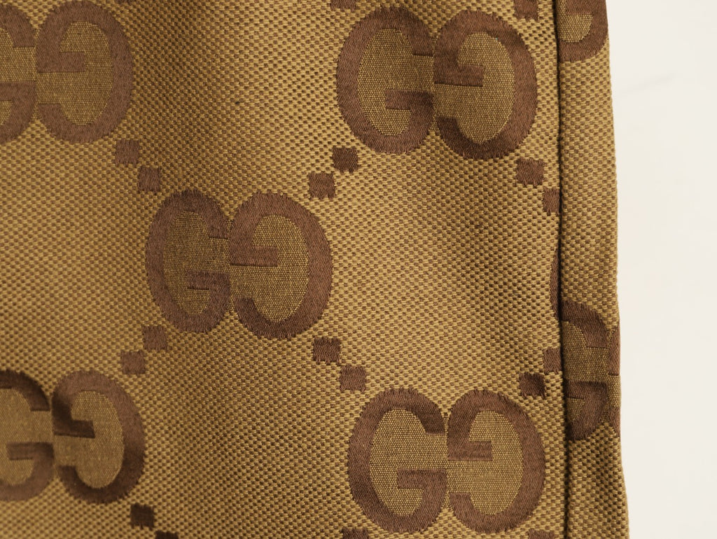 Gucci Large Double-G Allover-Motif Drawstring Shorts - Tan