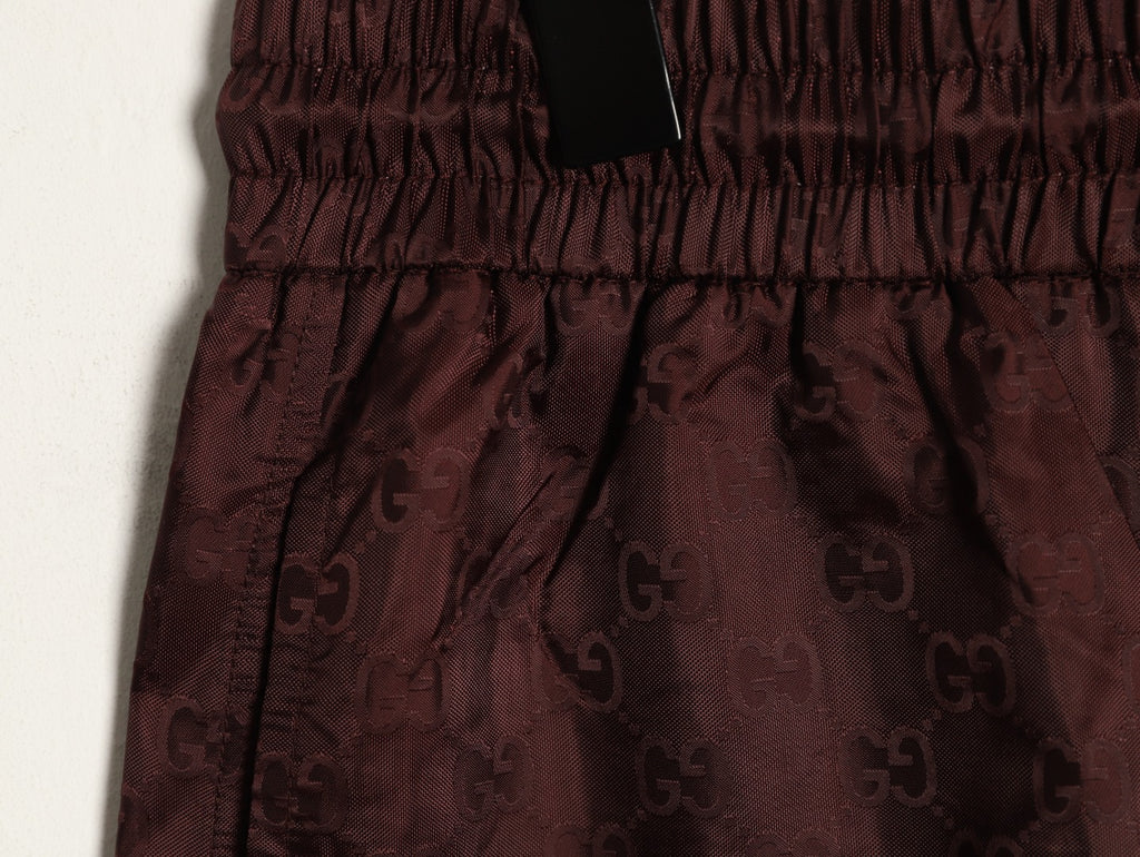 Gucci Tonal Double-G-Style Allover Drawstring Shorts - Burgundy