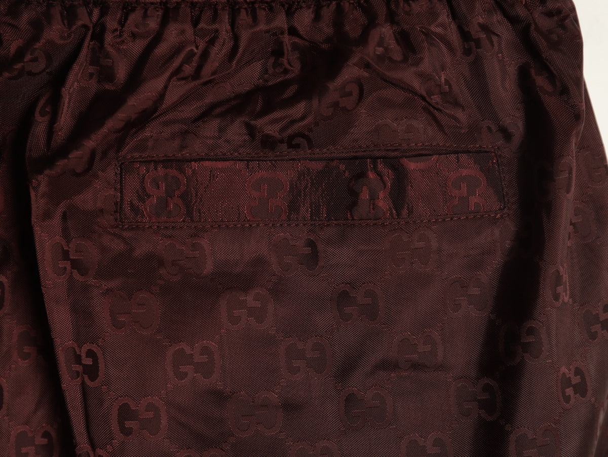Gucci Tonal Double-G-Style Allover Drawstring Shorts - Burgundy