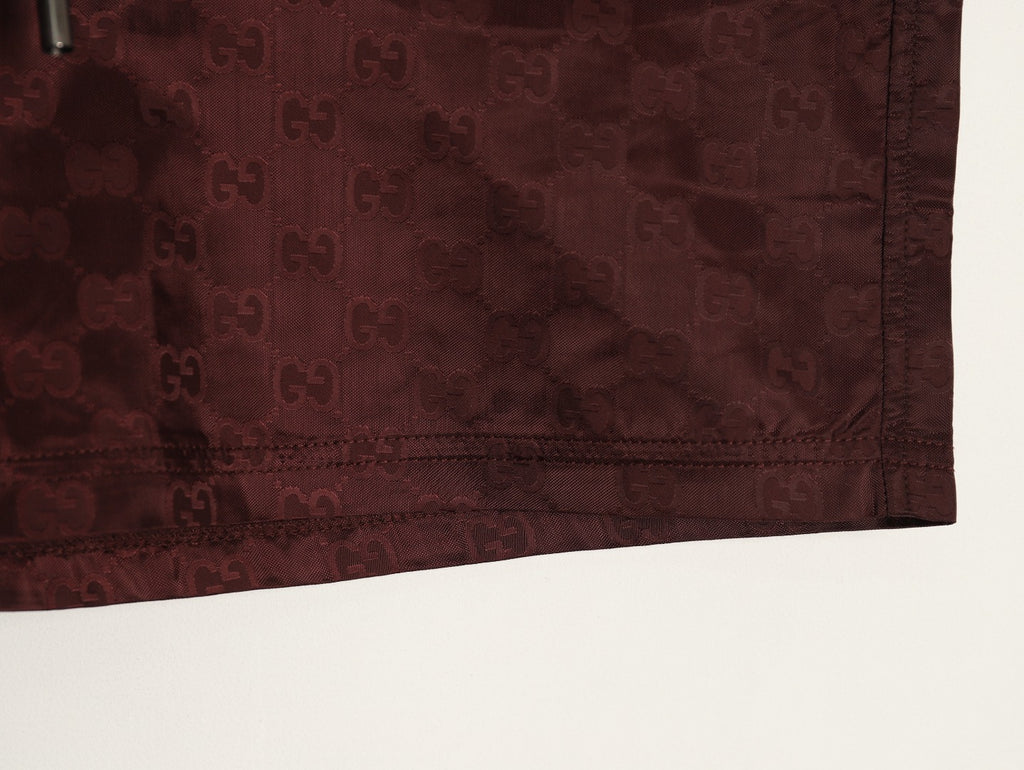 Gucci Tonal Double-G-Style Allover Drawstring Shorts - Burgundy