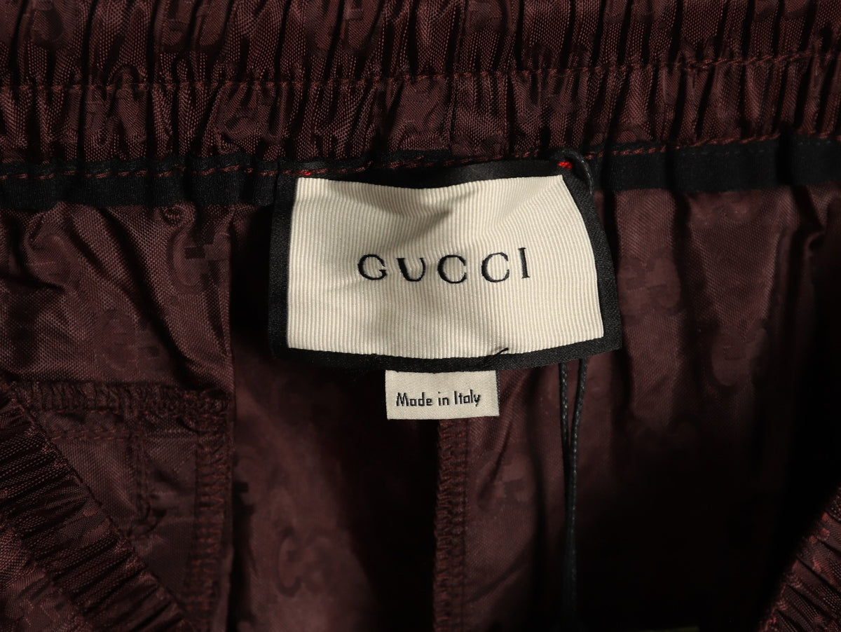 Gucci Tonal Double-G-Style Allover Drawstring Shorts - Burgundy