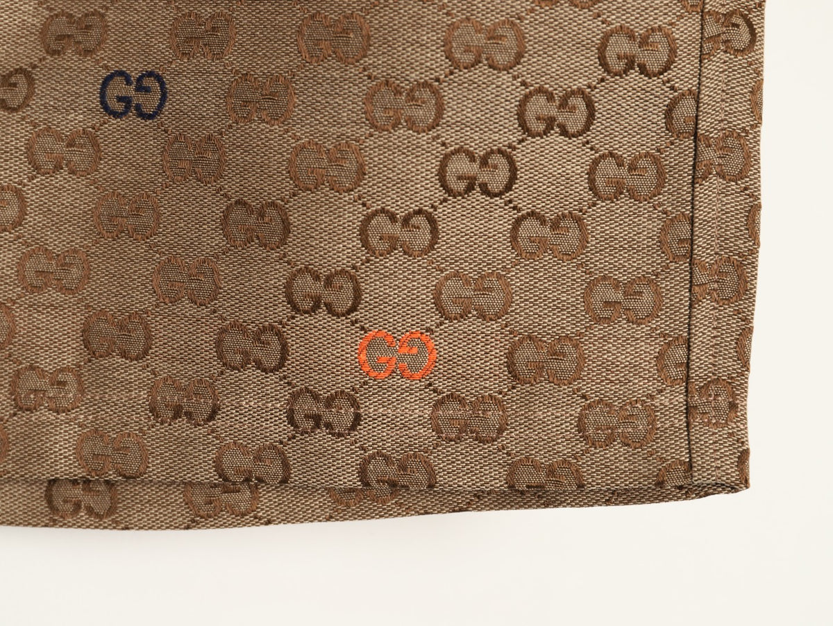Gucci Allover Double-G-Style Color-Accent Drawstring Shorts - Tan