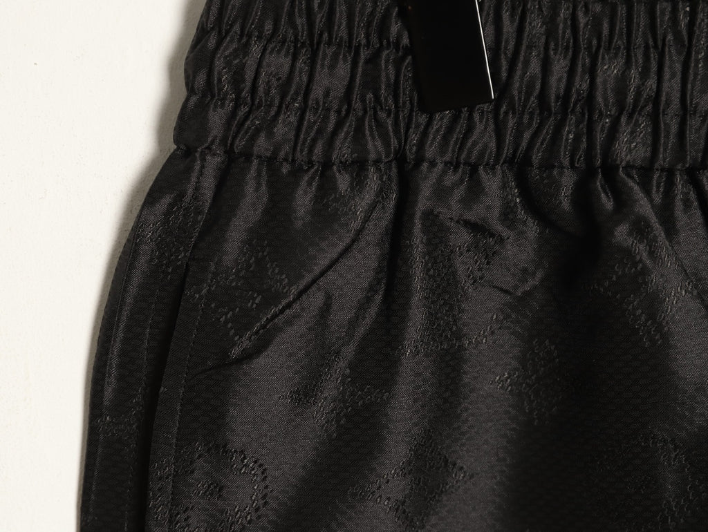 Louis Vuitton Tonal Monogram-Style Drawstring Shorts - Black