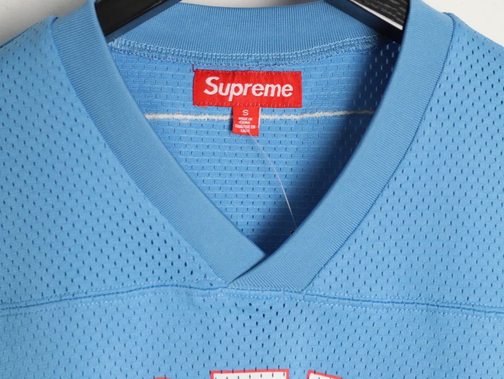 Supreme DJ Screw Graphic V-Neck Football-Style Jersey - Light Blue