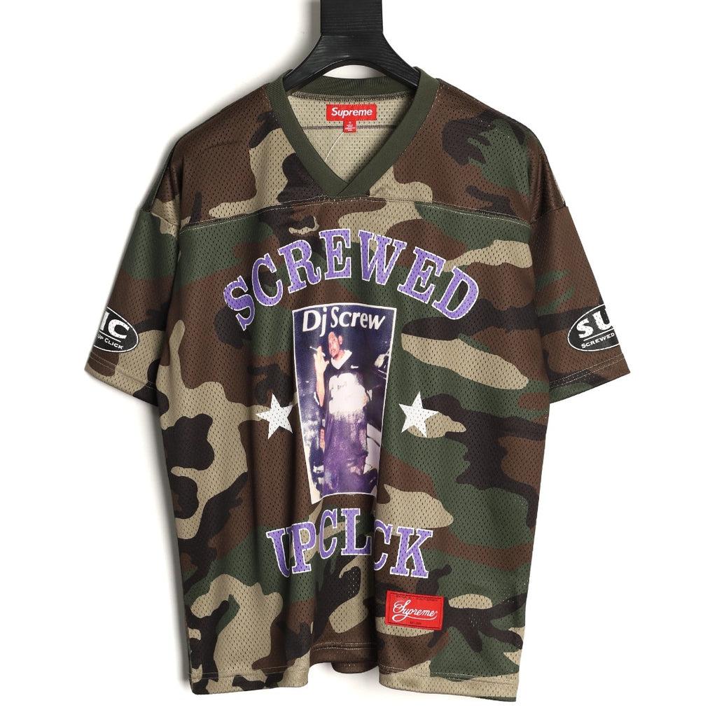 Supreme DJ Screw Graphic V-Neck Football-Style Jersey - Camouflage