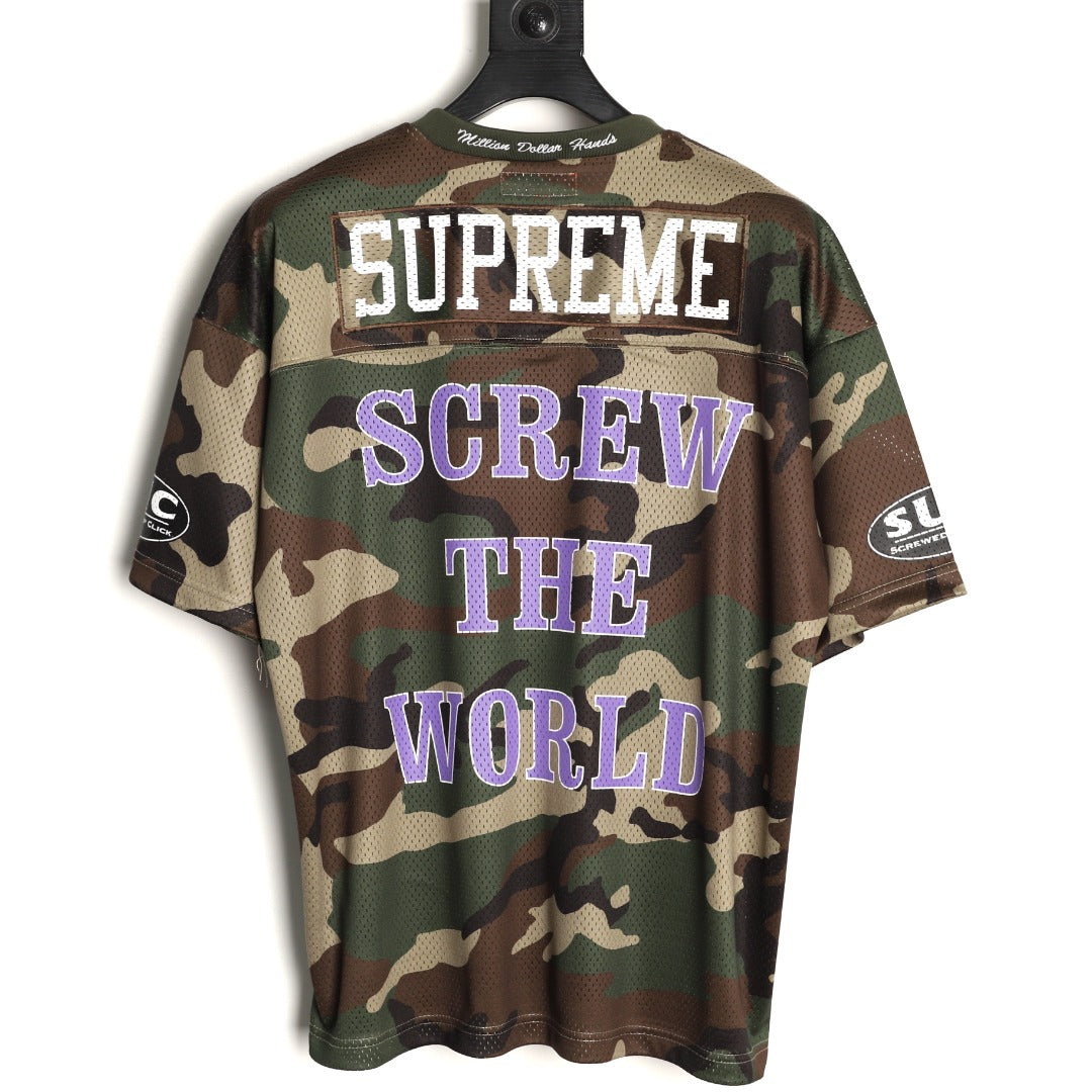 Supreme DJ Screw Graphic V-Neck Football-Style Jersey - Camouflage