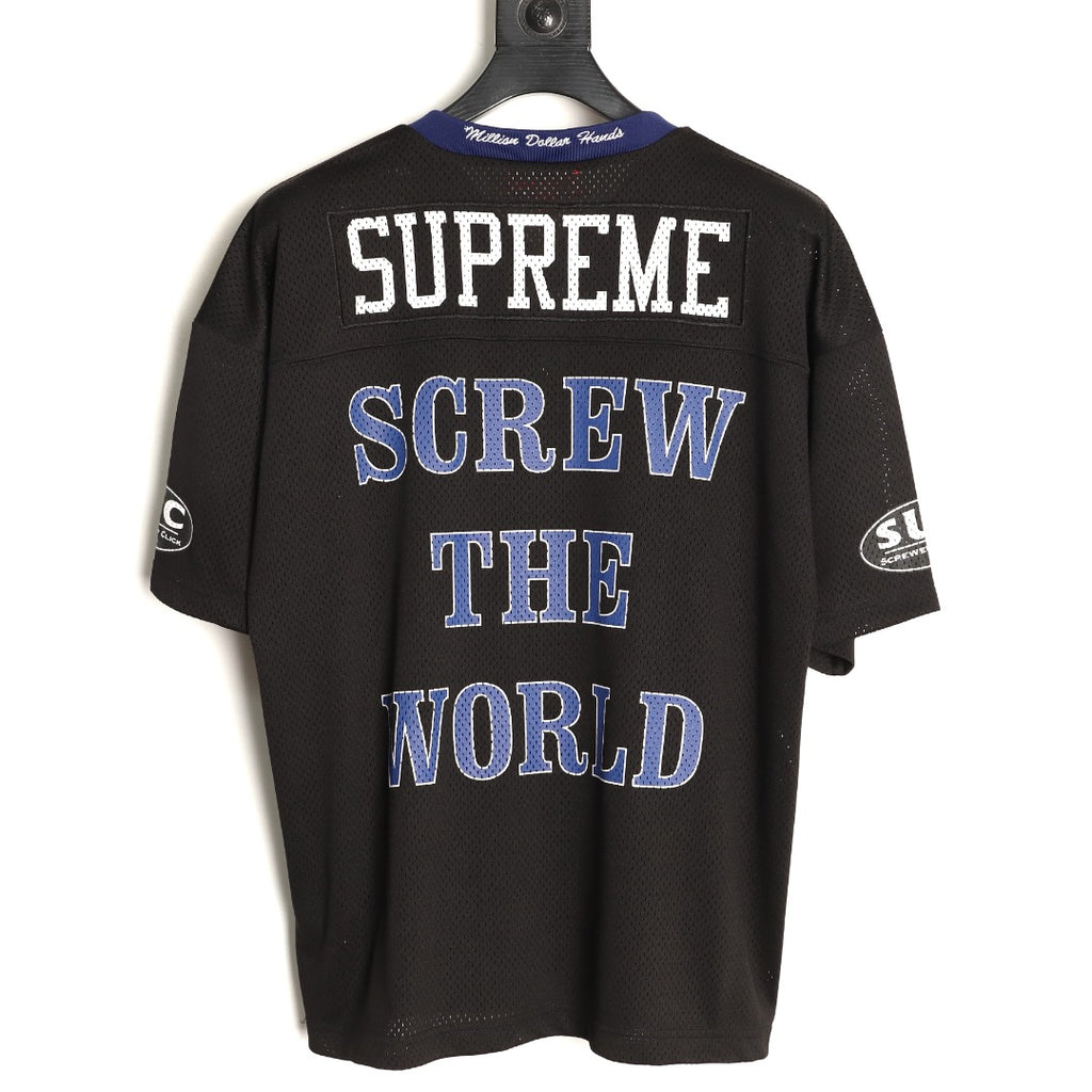 Supreme DJ Screw Graphic V-Neck Football-Style Jersey - Black