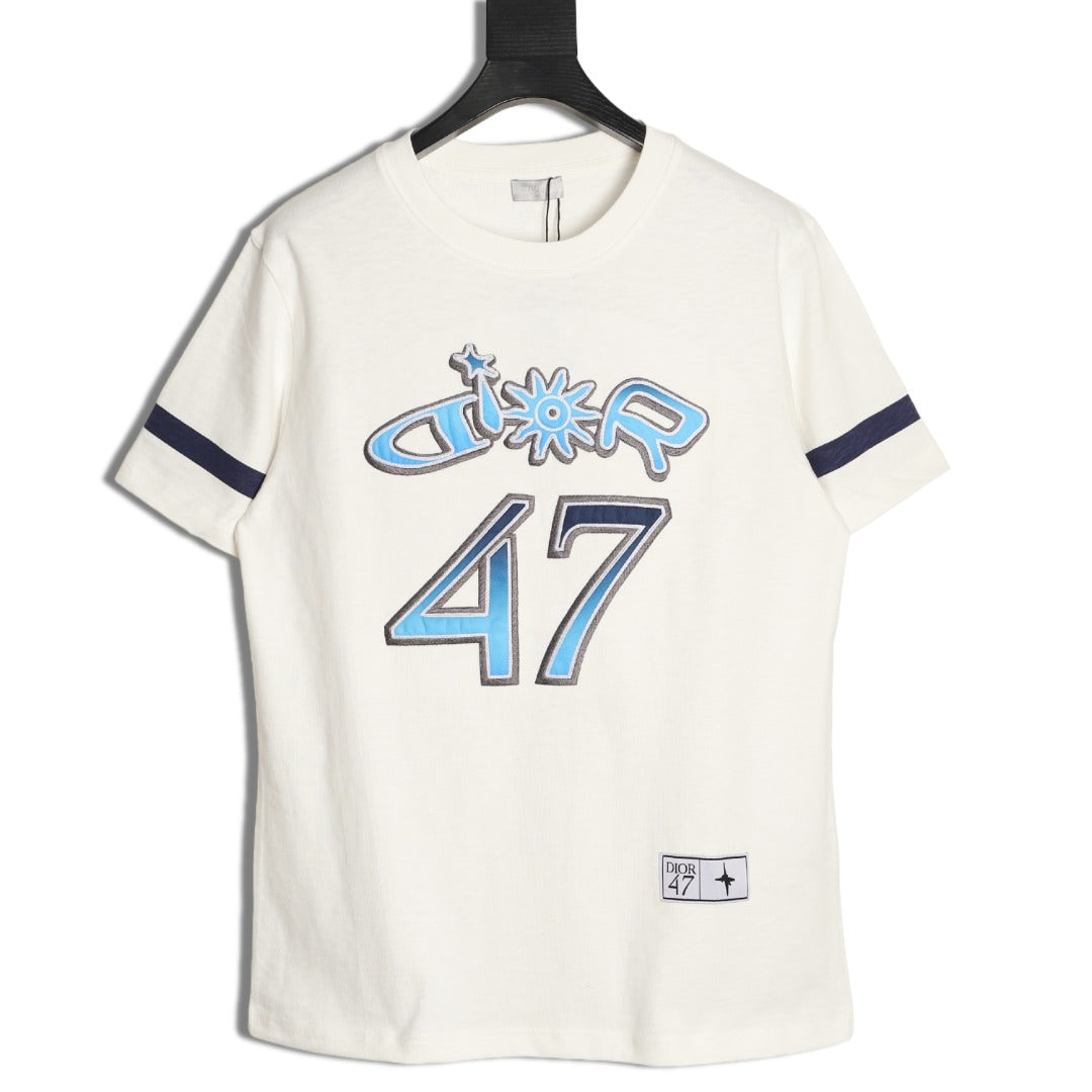 Dior 47 Gradient-Style Lettering Short-Sleeve T-Shirt - Cream