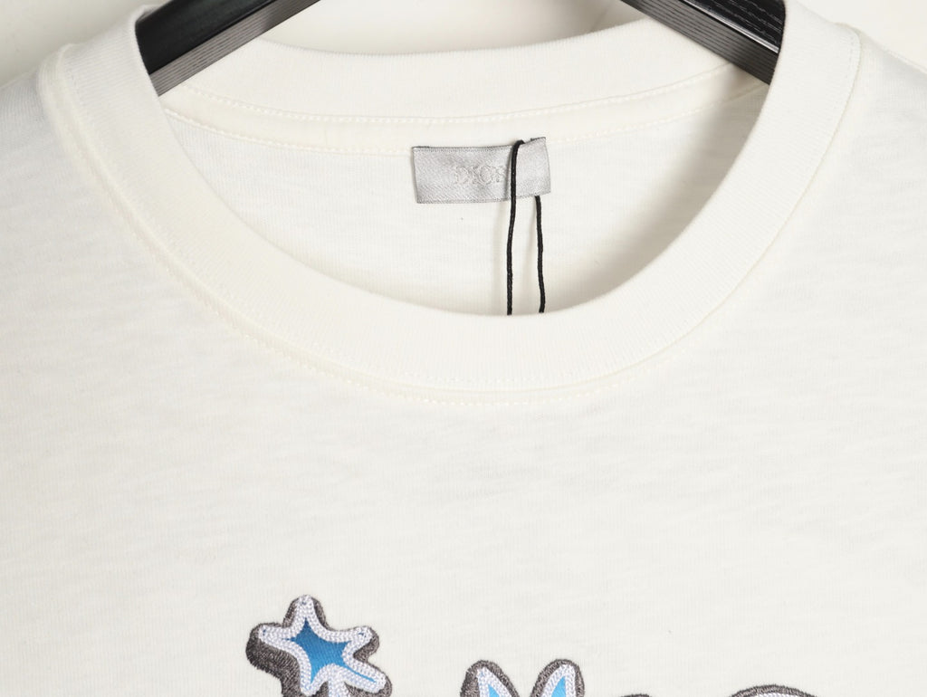 Dior 47 Gradient-Style Lettering Short-Sleeve T-Shirt - Cream