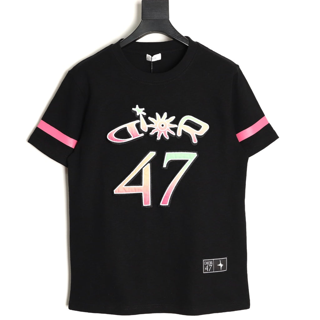 Dior 47 Gradient-Style Lettering Short-Sleeve T-Shirt - Black