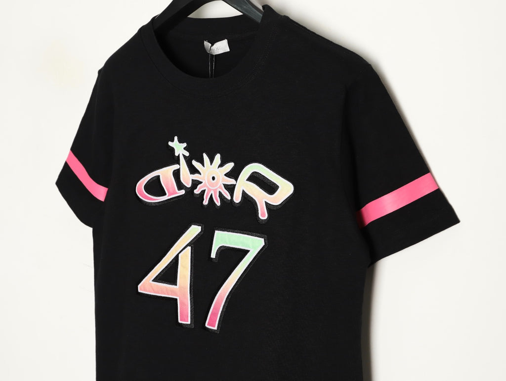 Dior 47 Gradient-Style Lettering Short-Sleeve T-Shirt - Black