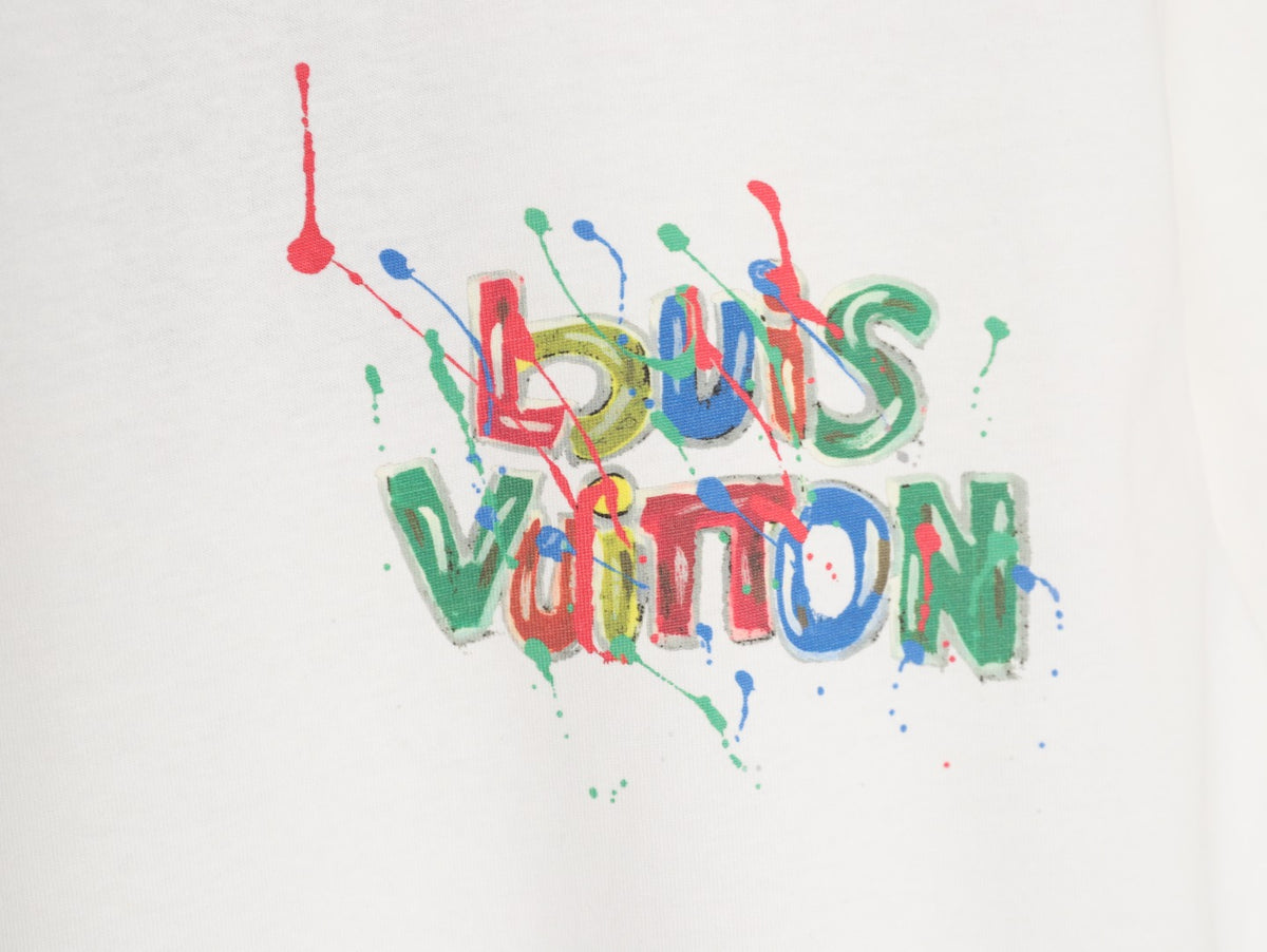 Louis Vuitton Graffiti-Style Chest-Lettering Short-Sleeve T-Shirt - Cream
