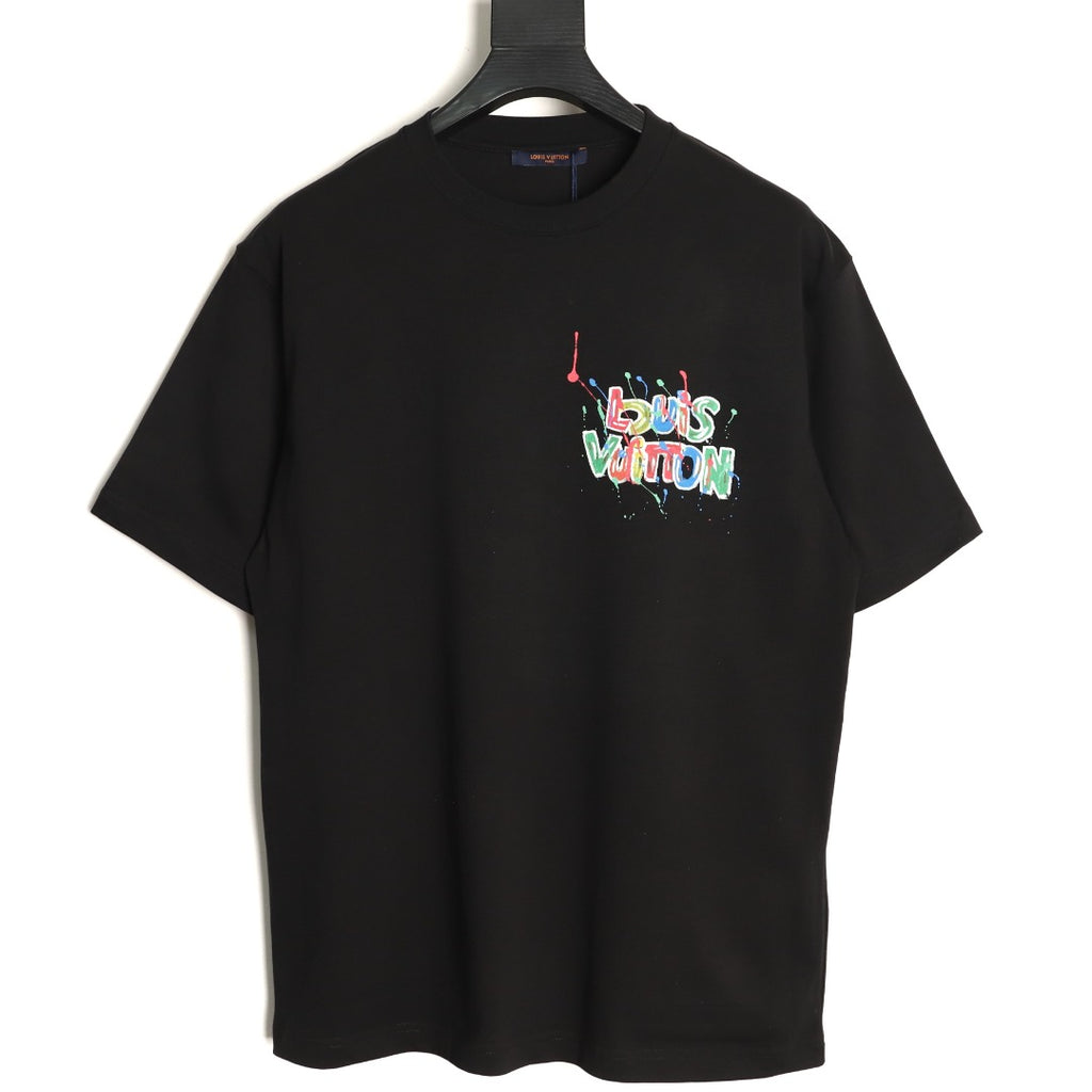 Louis Vuitton Graffiti-Style Chest-Lettering Short-Sleeve T-Shirt - Black
