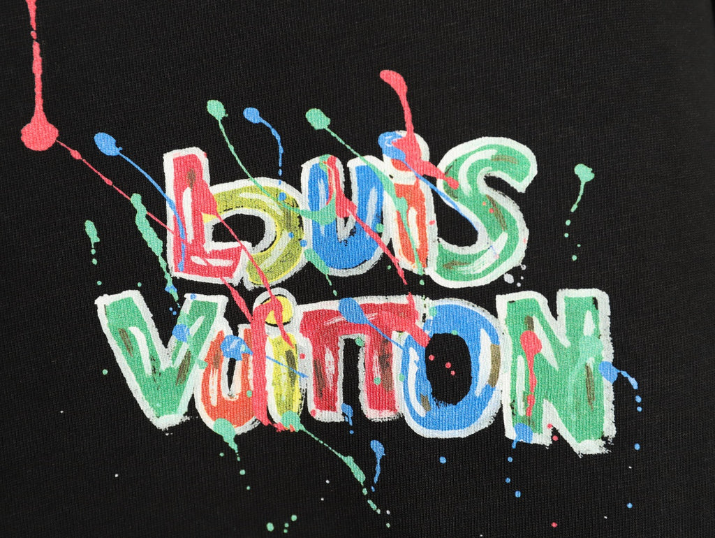Louis Vuitton Graffiti-Style Chest-Lettering Short-Sleeve T-Shirt - Black