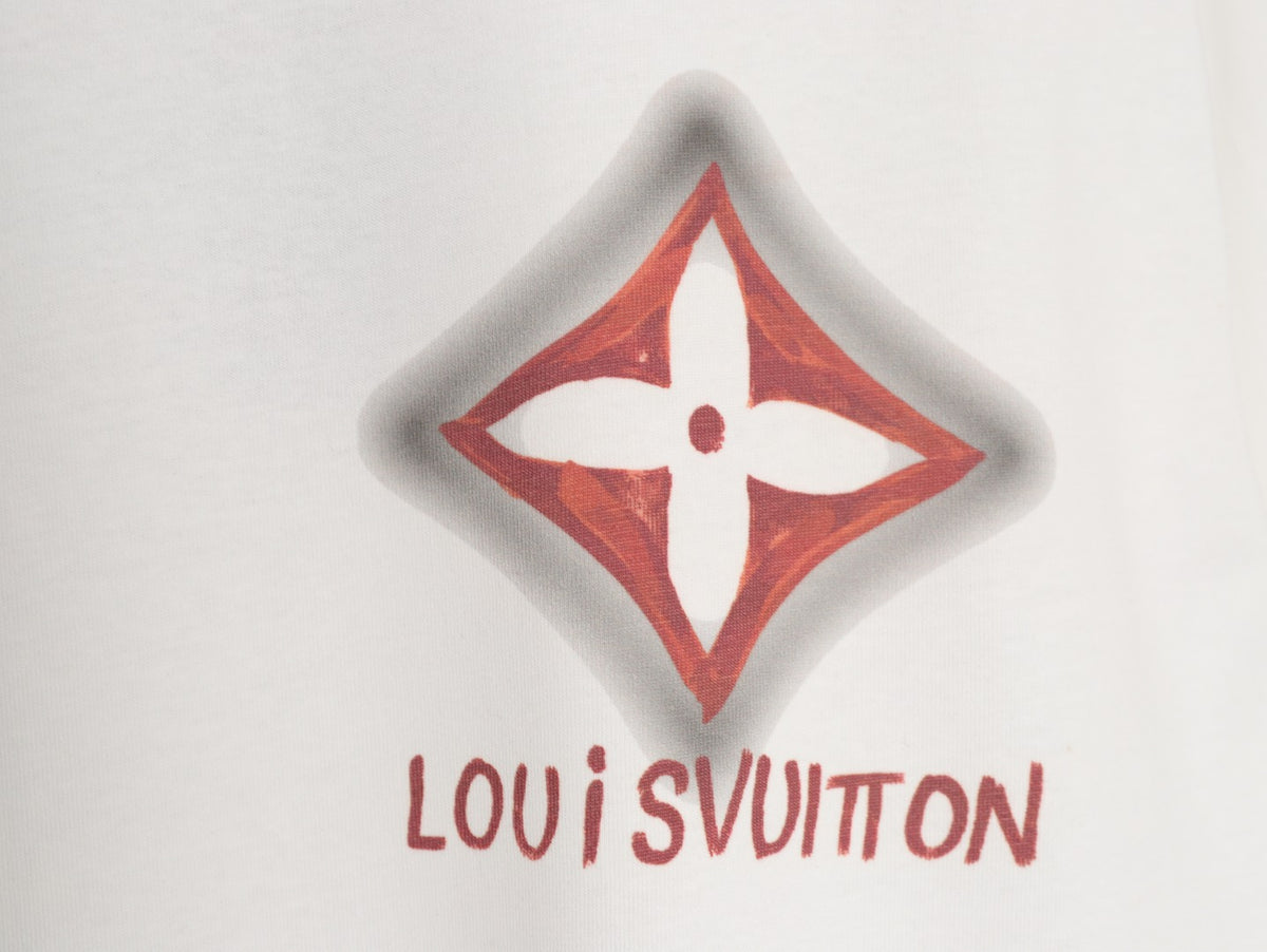 Louis Vuitton Four-Petal Motif and Lettering T-Shirt - Cream