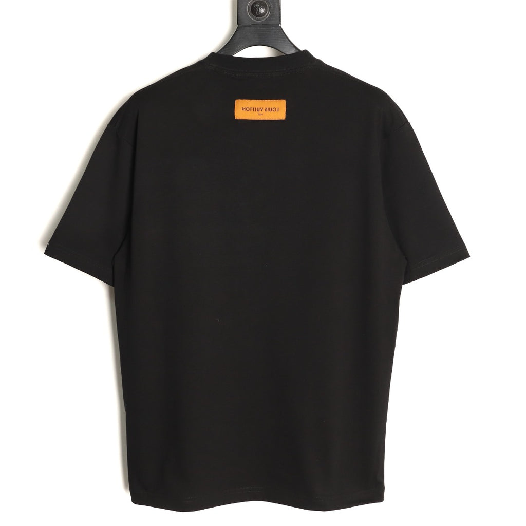 Louis Vuitton Four-Petal Motif and Lettering T-Shirt - Black