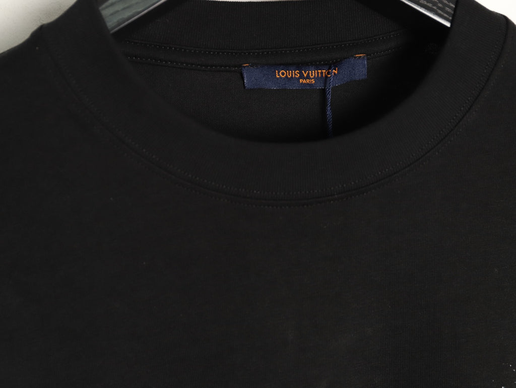 Louis Vuitton Four-Petal Motif and Lettering T-Shirt - Black