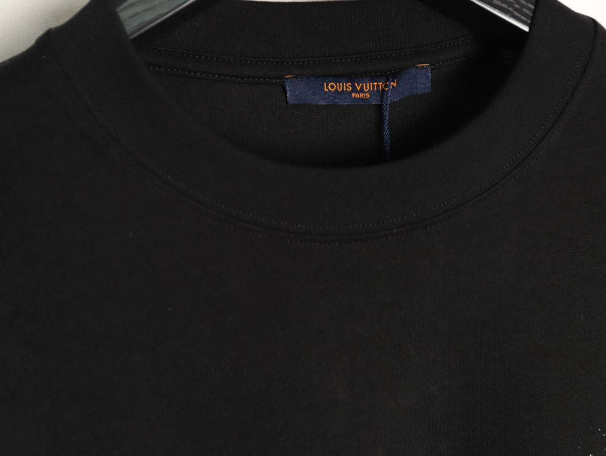 Louis Vuitton Four-Petal Motif and Lettering T-Shirt - Black