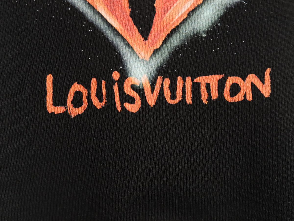 Louis Vuitton Four-Petal Motif and Lettering T-Shirt - Black