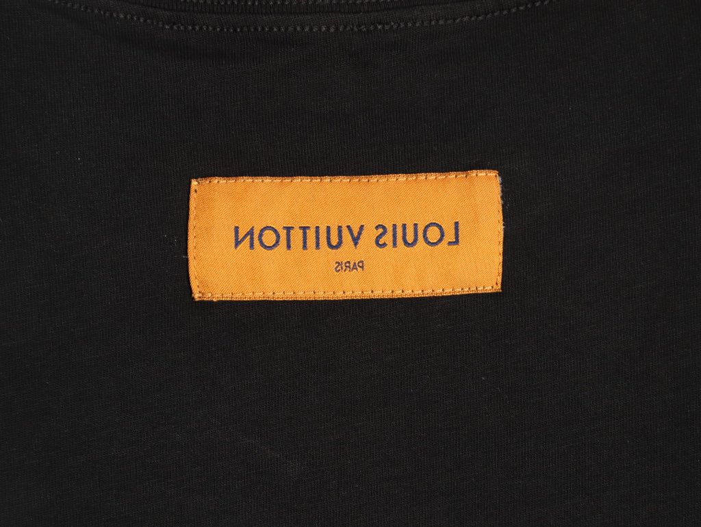 Louis Vuitton Four-Petal Motif and Lettering T-Shirt - Black